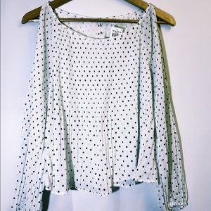 NWT Hollister W & B dot blouse long sleeve